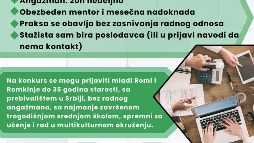 JAVNI POZIV ZA OBAVLJANJE STUČNE PRAKSE ZA MLADE ROMKINJE I ROME